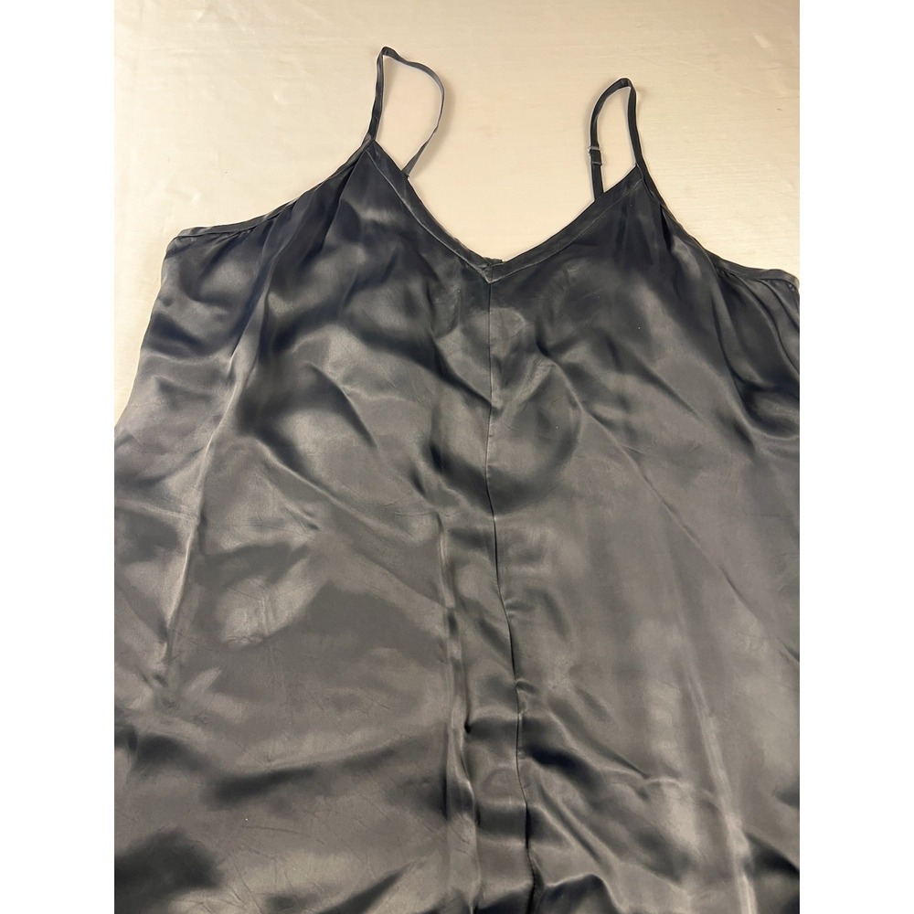 Athleta Calm Cool Wide Leg Jumpsuit Silky Black V Neck Resort Lounge Romper XL - Picture 5 of 15